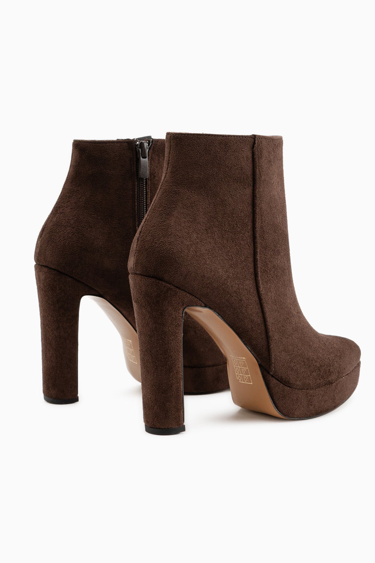 Abbie Brown Suede Pointed Toe High Heeled Zipper Boots
