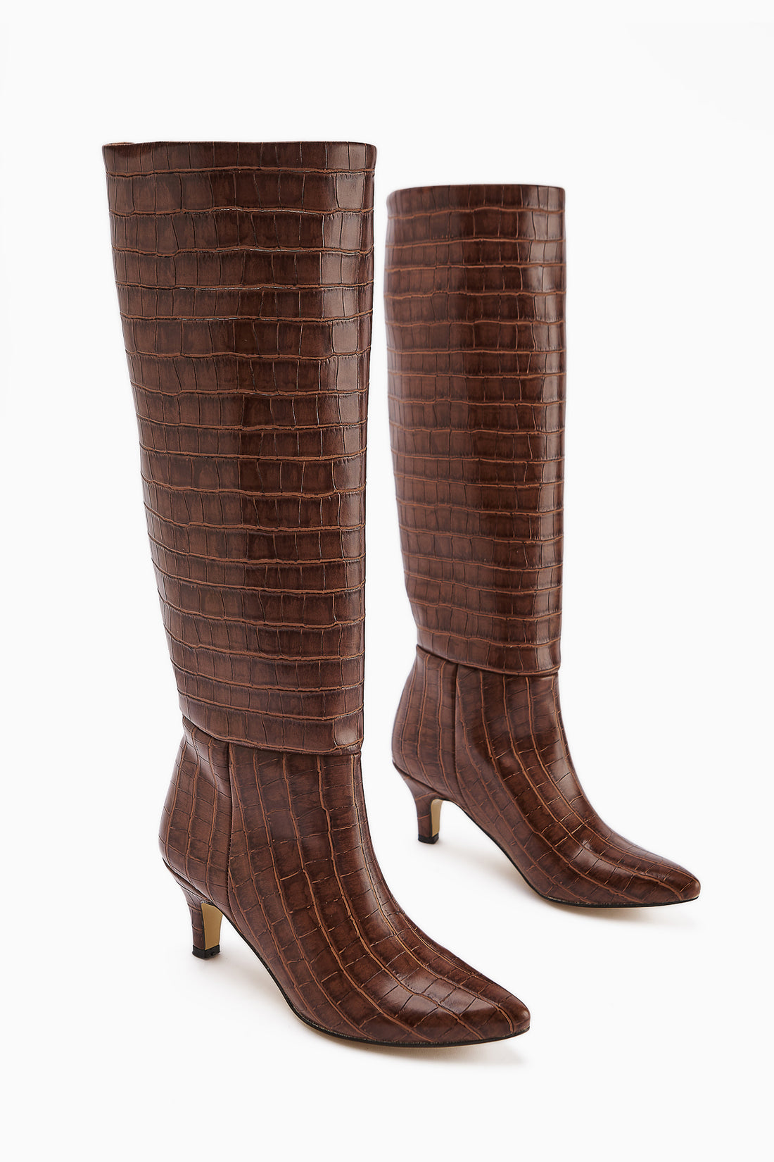 Milika Tan Pointed Toe Short Heeled Ankle Boots