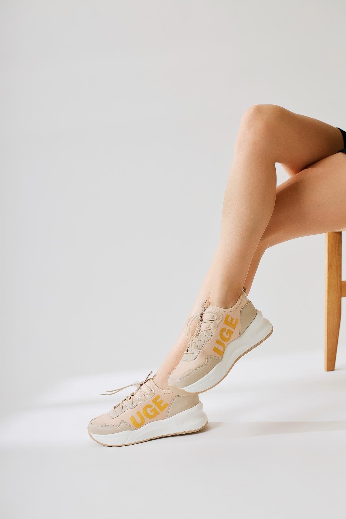 Mintra Nude Scuba Fabric Sneakers