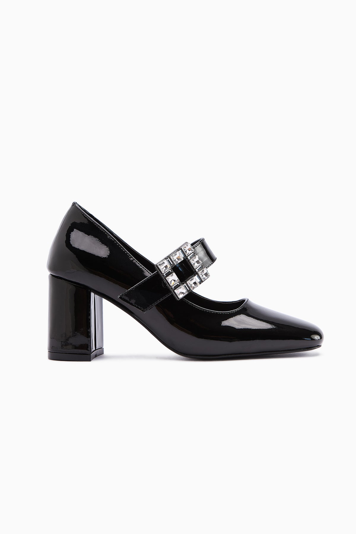 Liss Black Patent Square-Toed Women’s Heeled Shoes