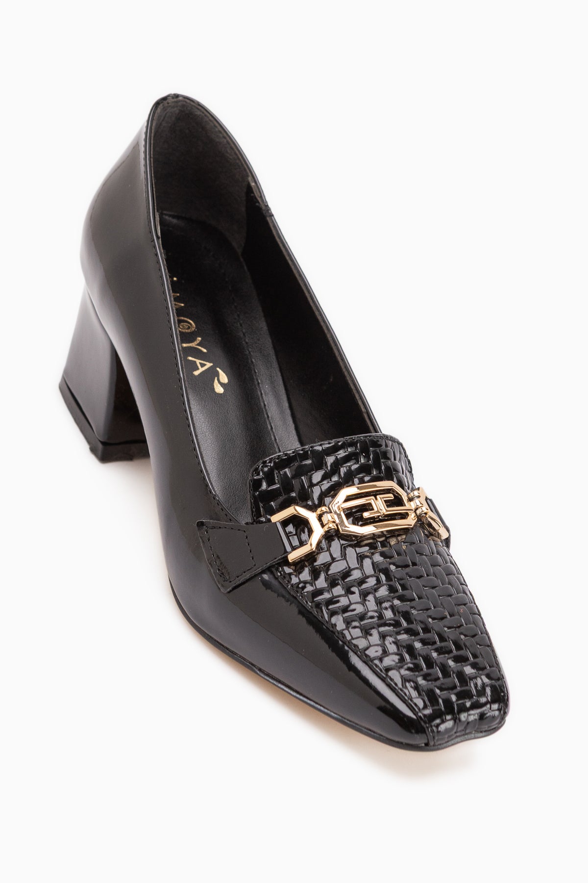 Marjan Black Patent Buckled Women’s Heeled Shoes