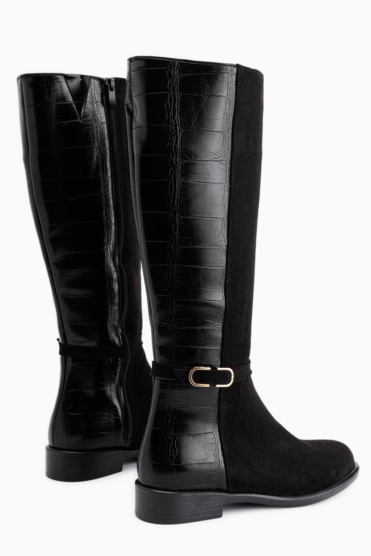 Essie Black Suede Buckled Women’s Boots