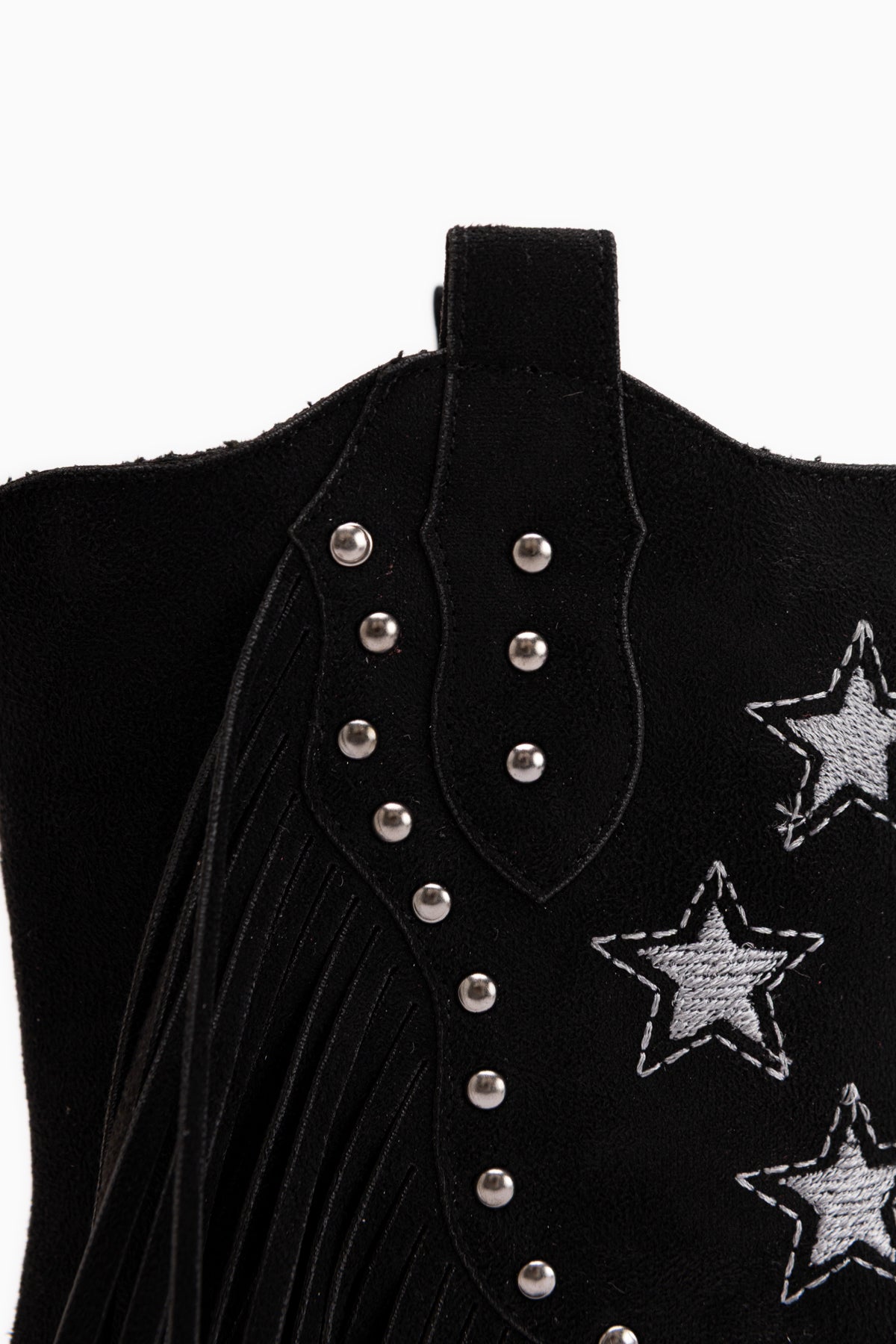 Valeria Black Suede Fringed Star Detailed Women’s Boots