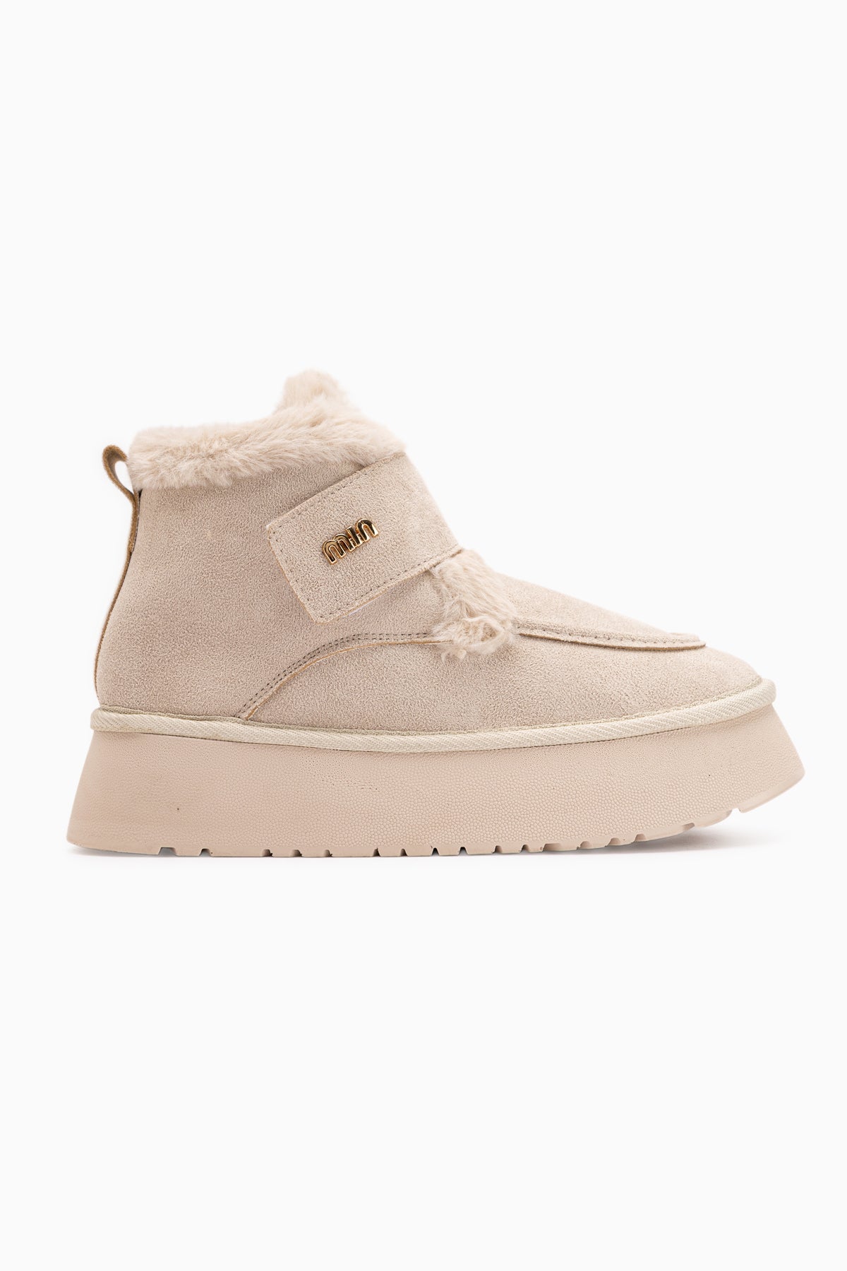 Celia Beige Suede Fur Thick Sole Women’s Boots