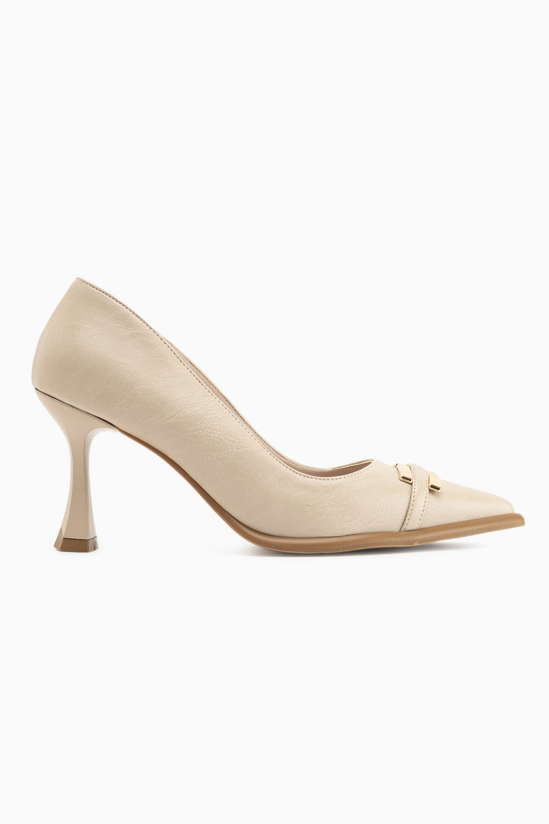 Daria Beige Buckled Women’s Heeled Shoes