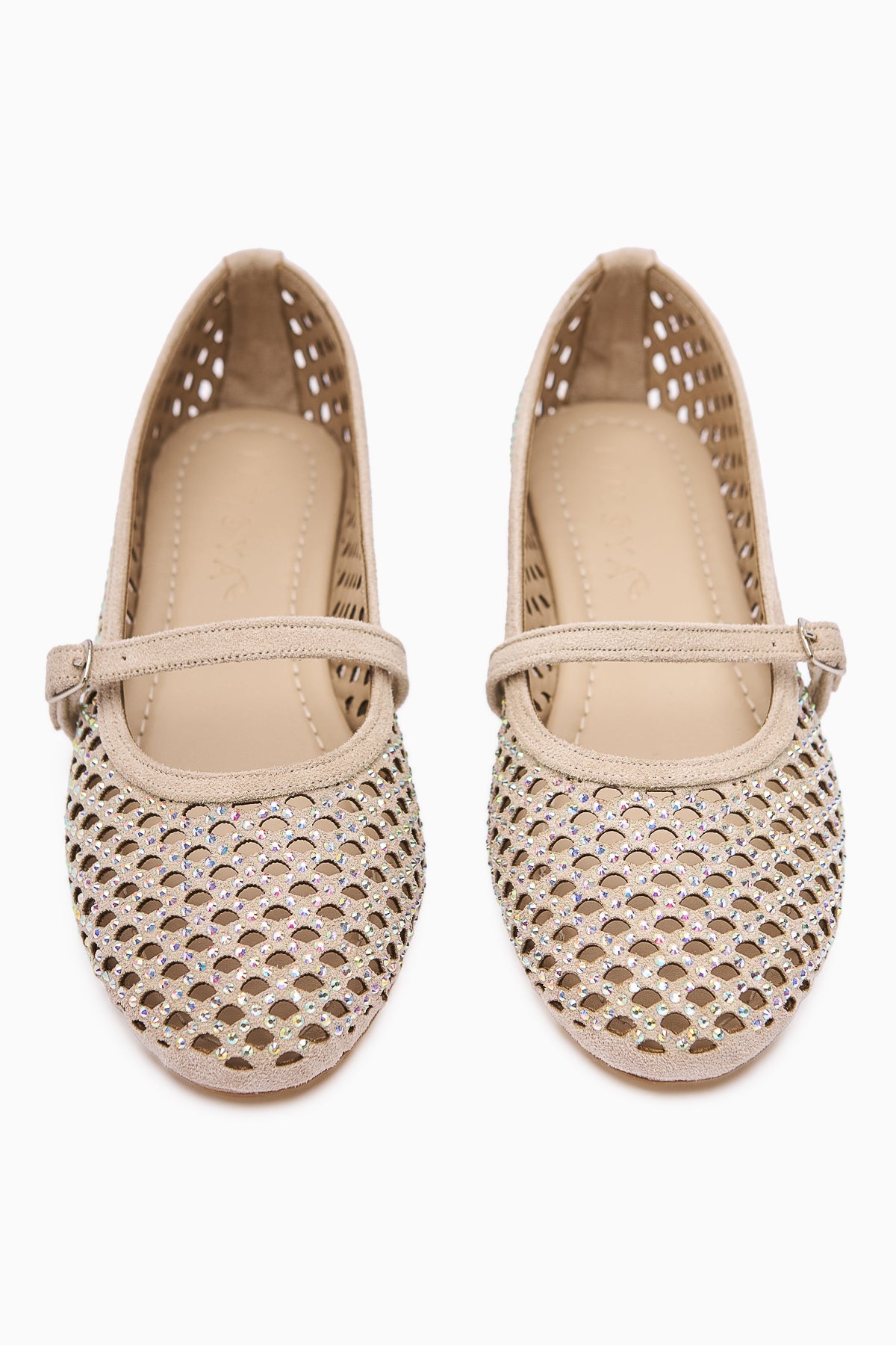 Nicole Suede Daily Women's Shoe with Oval Toe, Perforated Design, and Stone Detailing