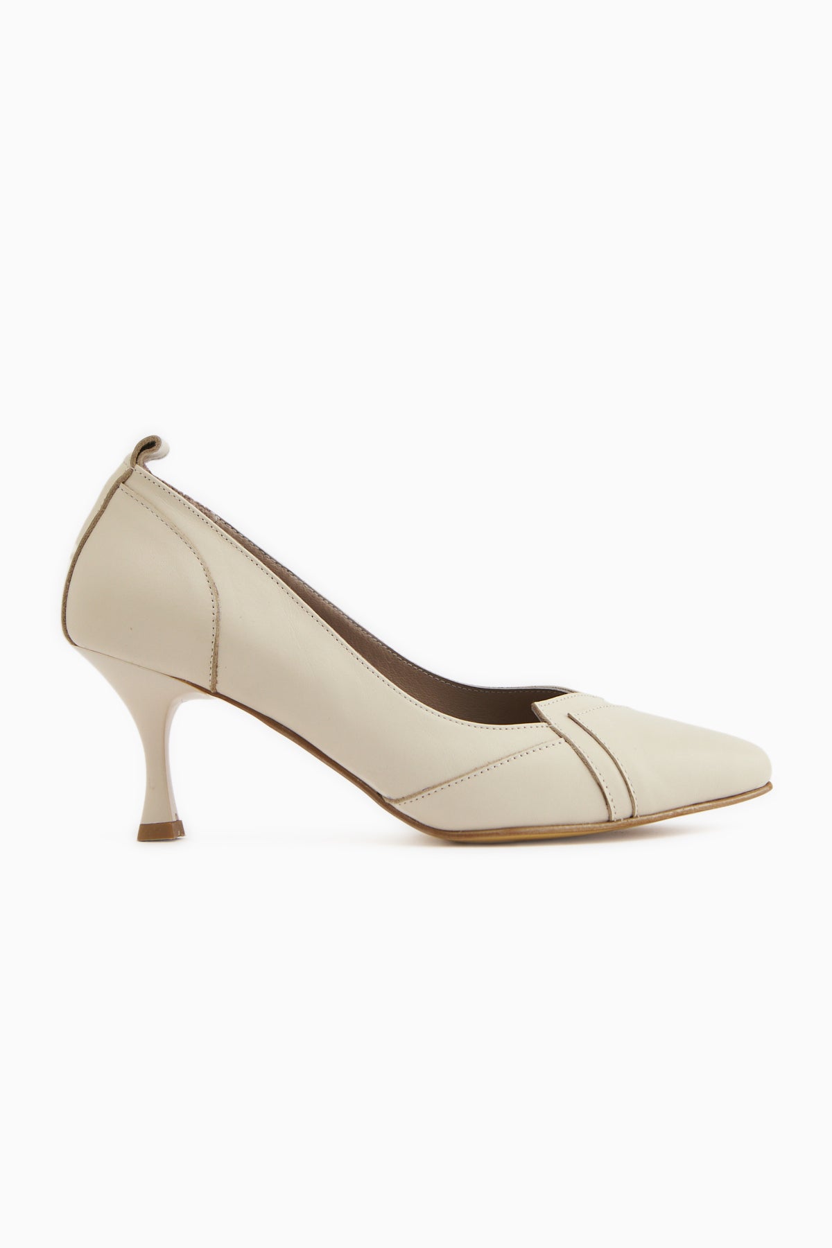 Mirella Genuine Leather Beige Women’s Heeled Shoes