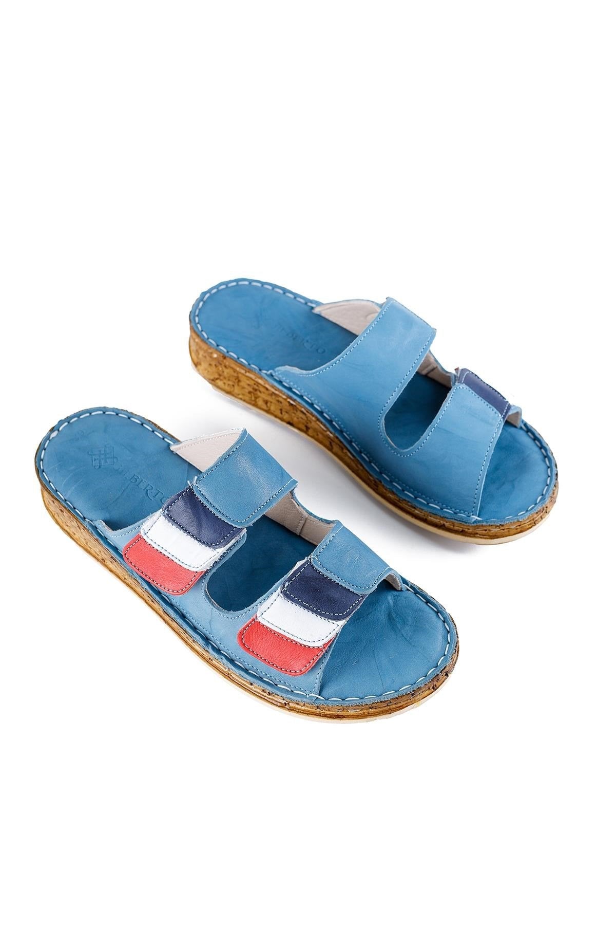 Kassid Genuine Leather Blue Comfort Slipper