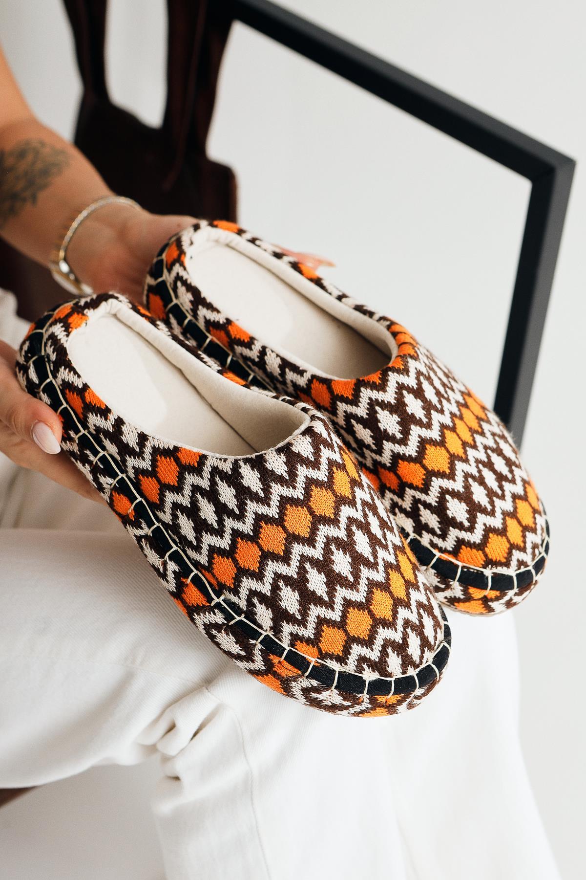 Parnian Orange Woven House Slippers