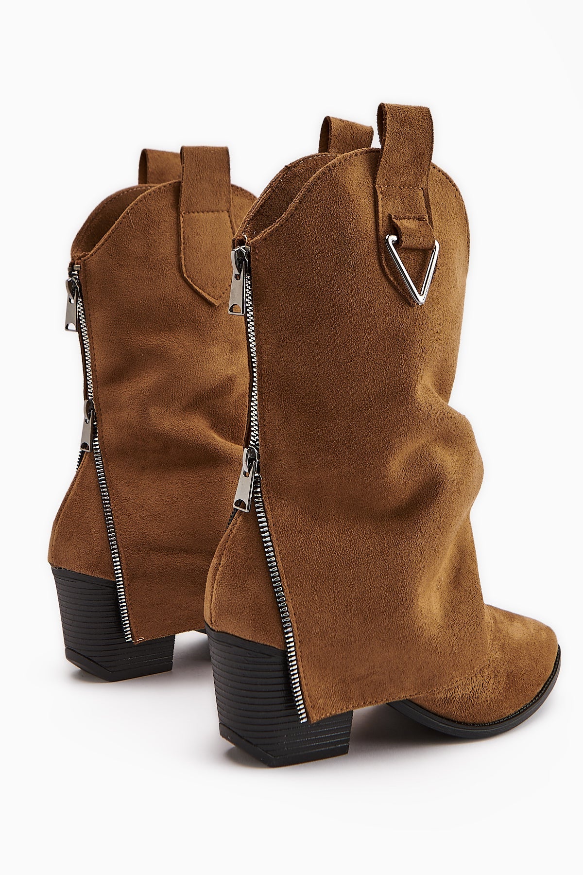 Peggy – Cognac Suede Heeled Western Knee-High Boot (Women)