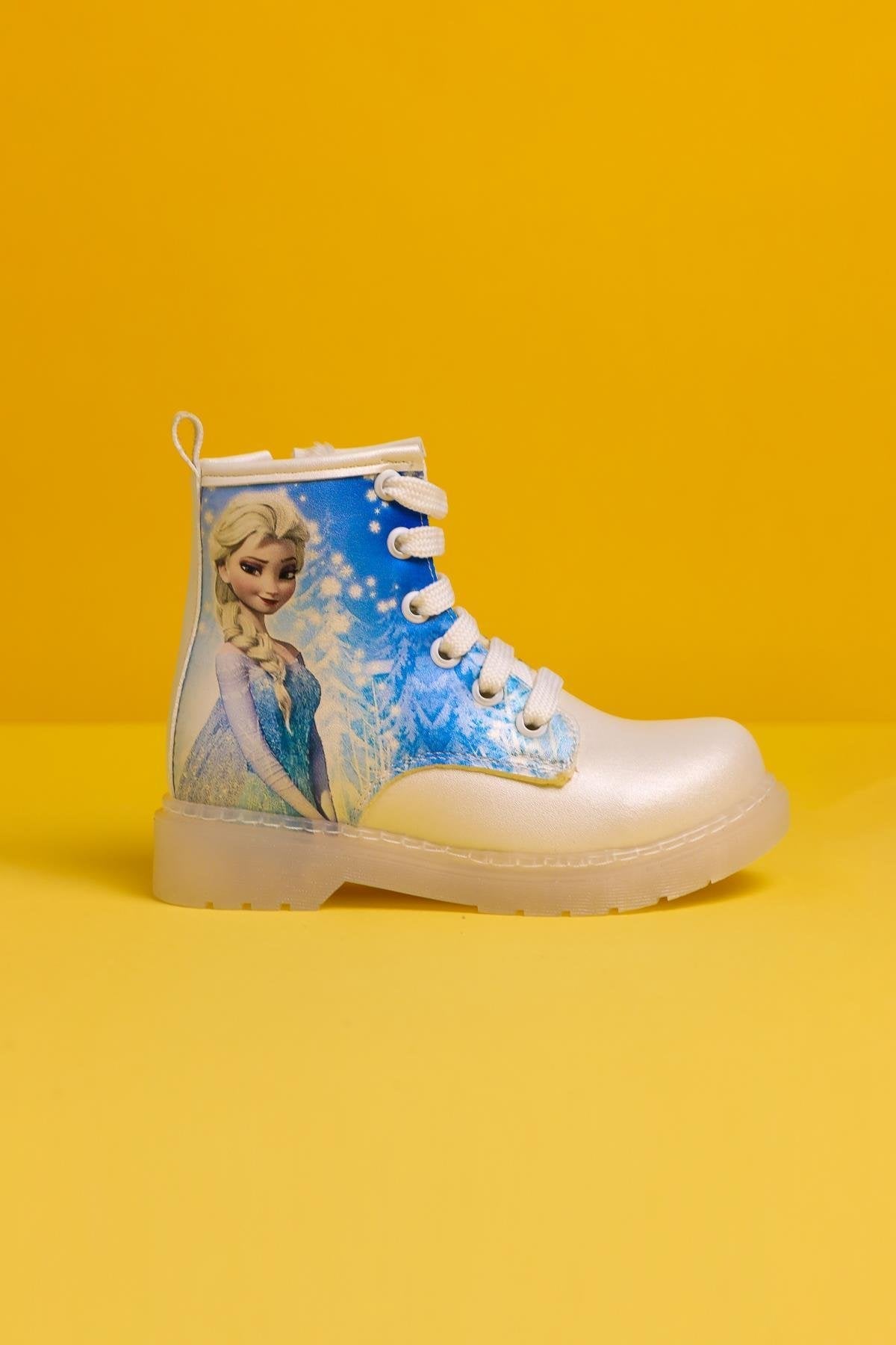 Fida Mother of Pearl Striped Character Print Lace-Up Light-Up Kids' Boots