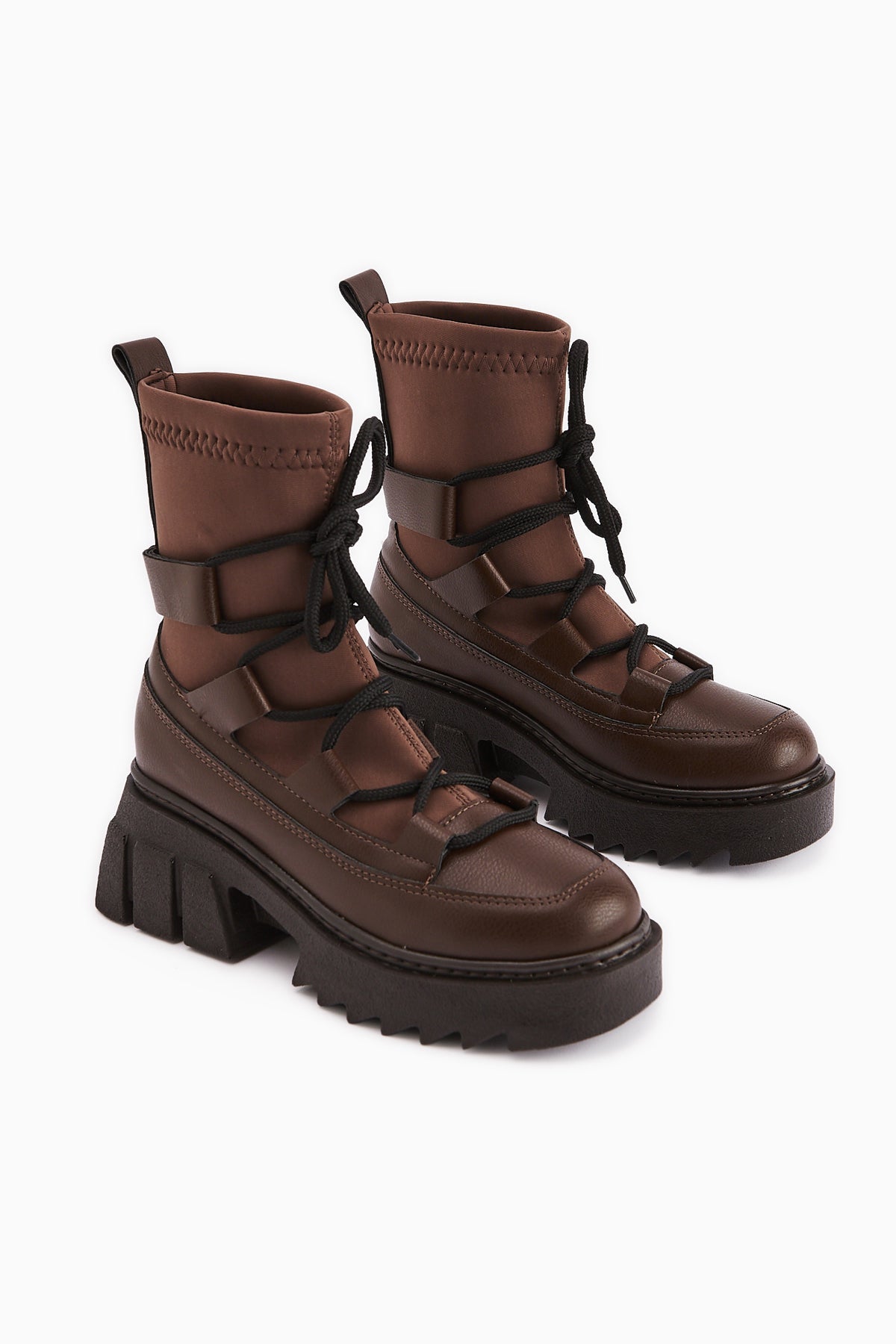 Casey Coffee Thick Soled Lace-up Women's Boot