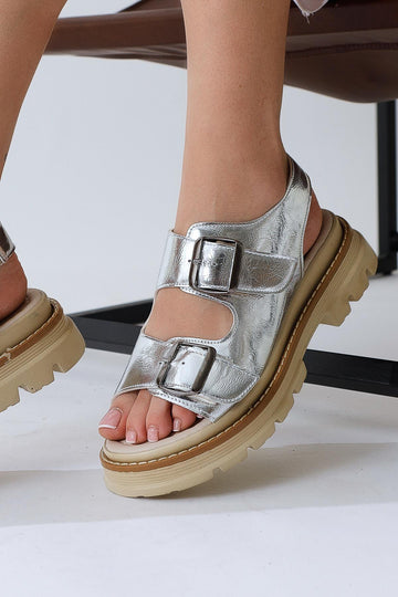 Ninia Silver Thick Strap Sandals