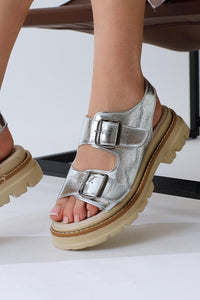 Ninia Silver Thick Strap Sandals