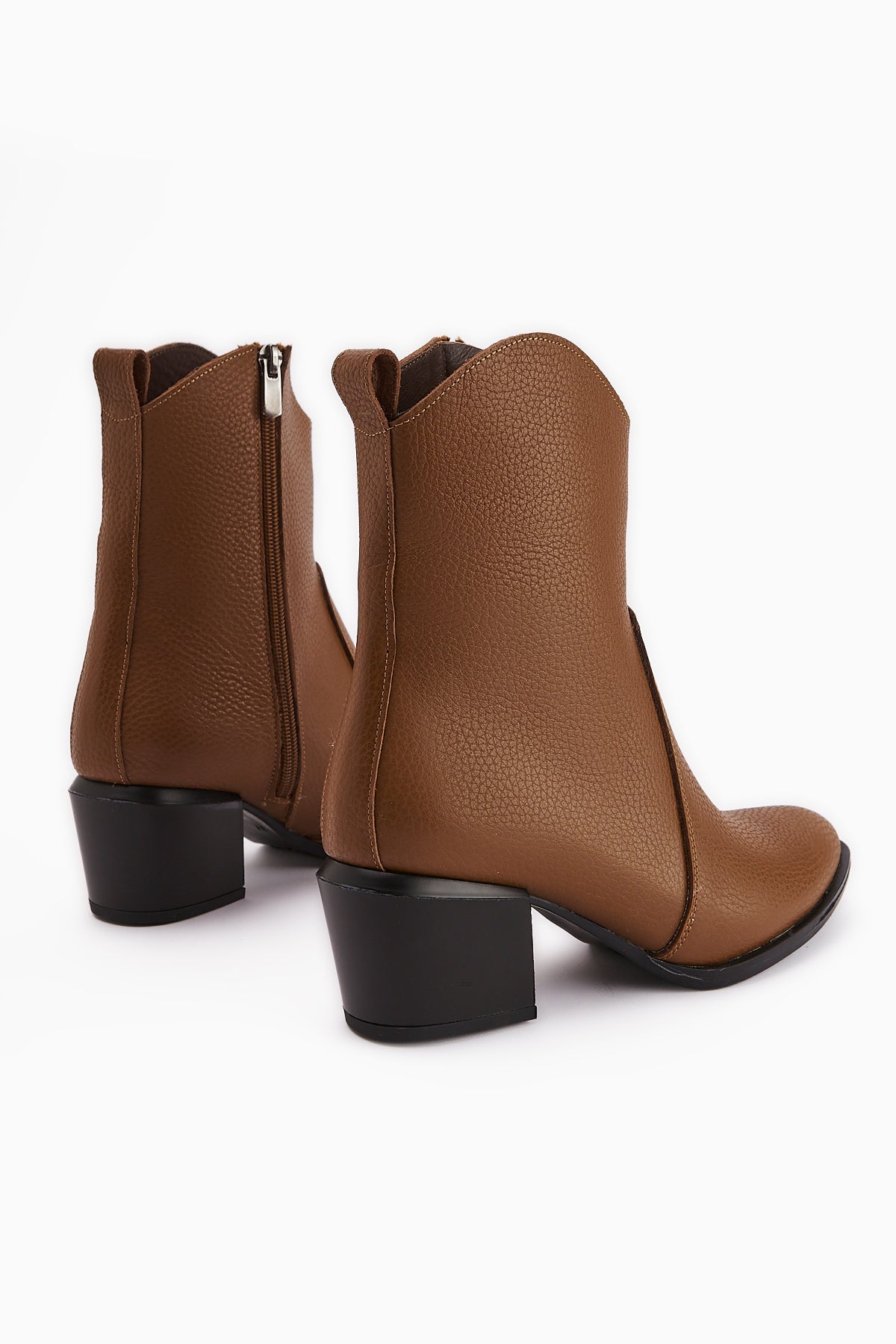 Ubax Genuine Leather Taba Heeled Women's Ankle Boot