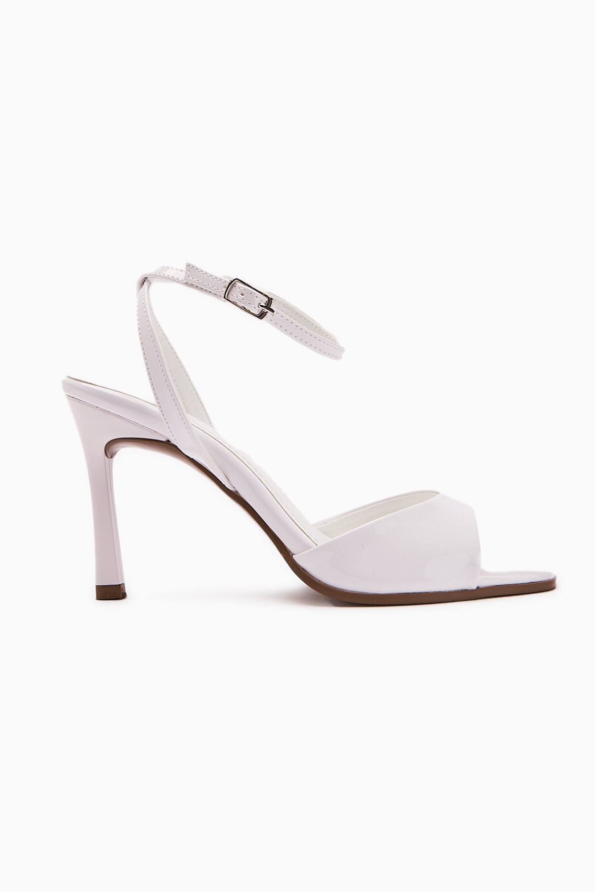 Nova White Patent Buckled Thin Heeled Women’s Shoes