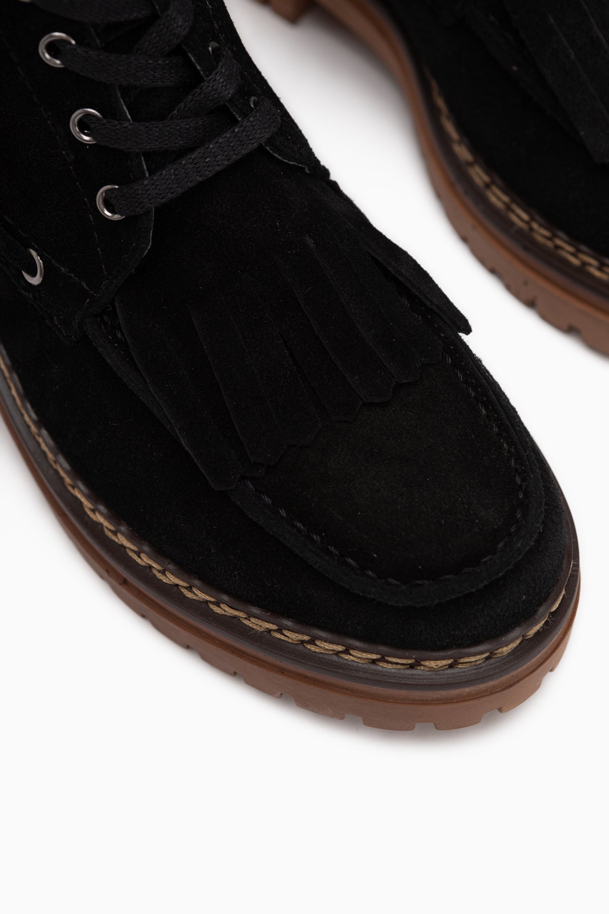 Minna Genuine Leather Black Suede Lace-Up Women’s Boots