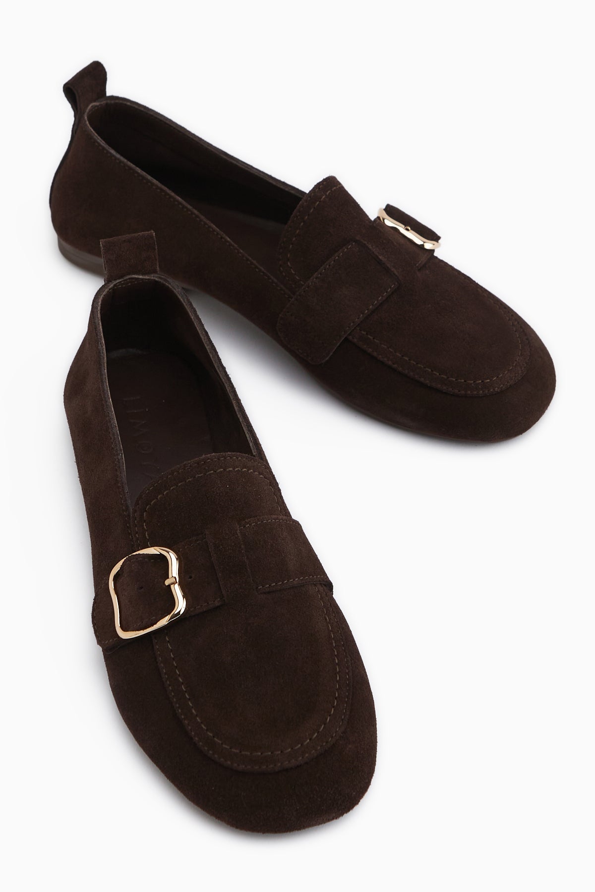 Oliva Genuine Leather Brown Buckled Women’s Ballet Flats