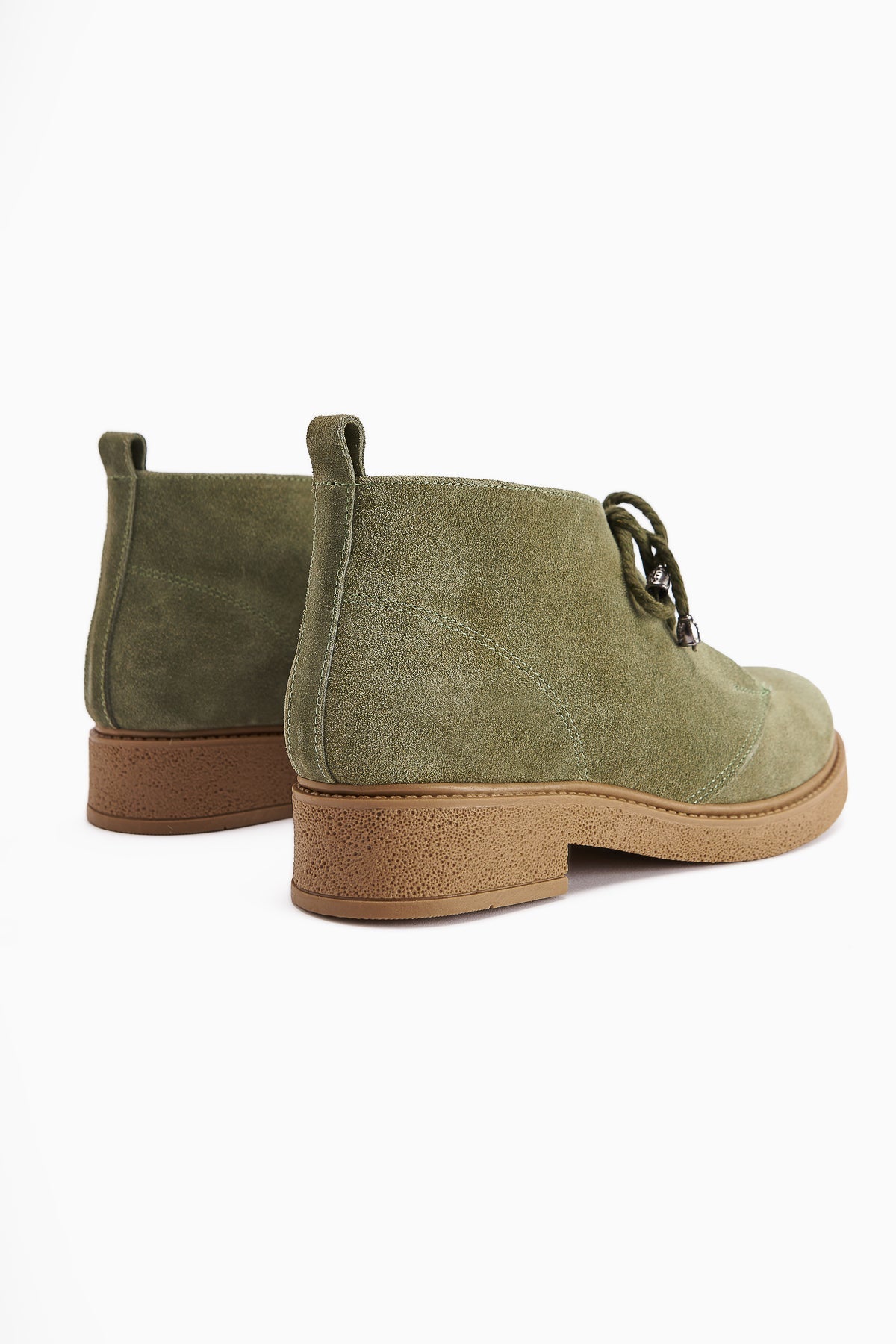 Henna Genuine Leather Green Suede Lace-Up Women's Boot