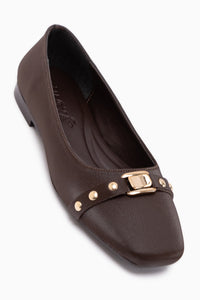Jena Brown Buckled Women’s Ballet Flats