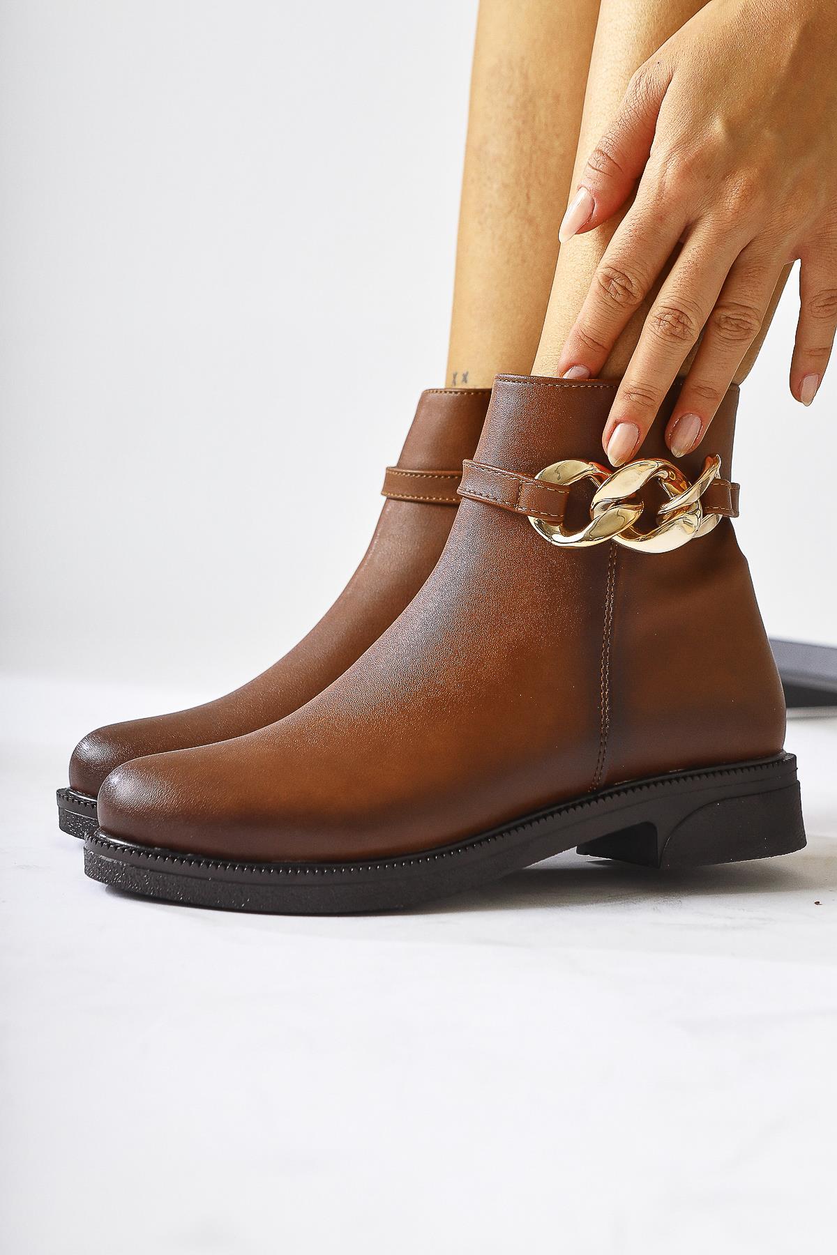 Sydra – Cognac Oval-Toe Removable-Accessory Boot (Women)