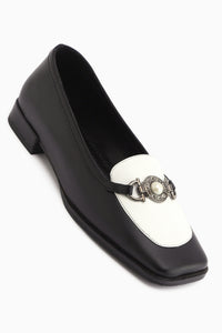 Sanie Genuine Leather Black Buckled Women’s Ballet Flats
