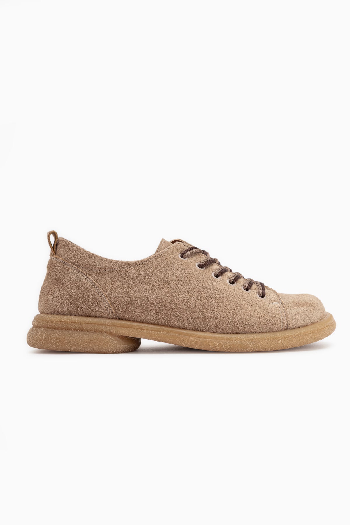 Estella Beige Suede Lace-Up Casual Women’s Shoes