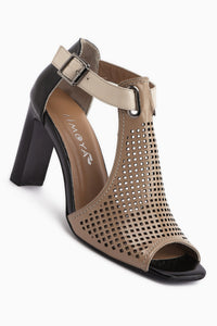 Monica Genuine Leather Mink Buckled Thick Heeled Women’s Shoes