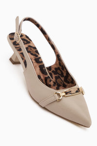 Dima Beige Leopard Print Short Heeled Women’s Shoes