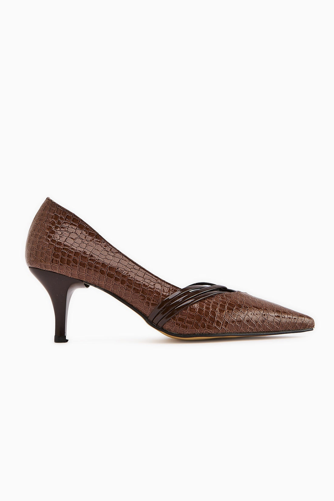 Riyam – Brown Croc-Embossed Stiletto Shoe (Women)