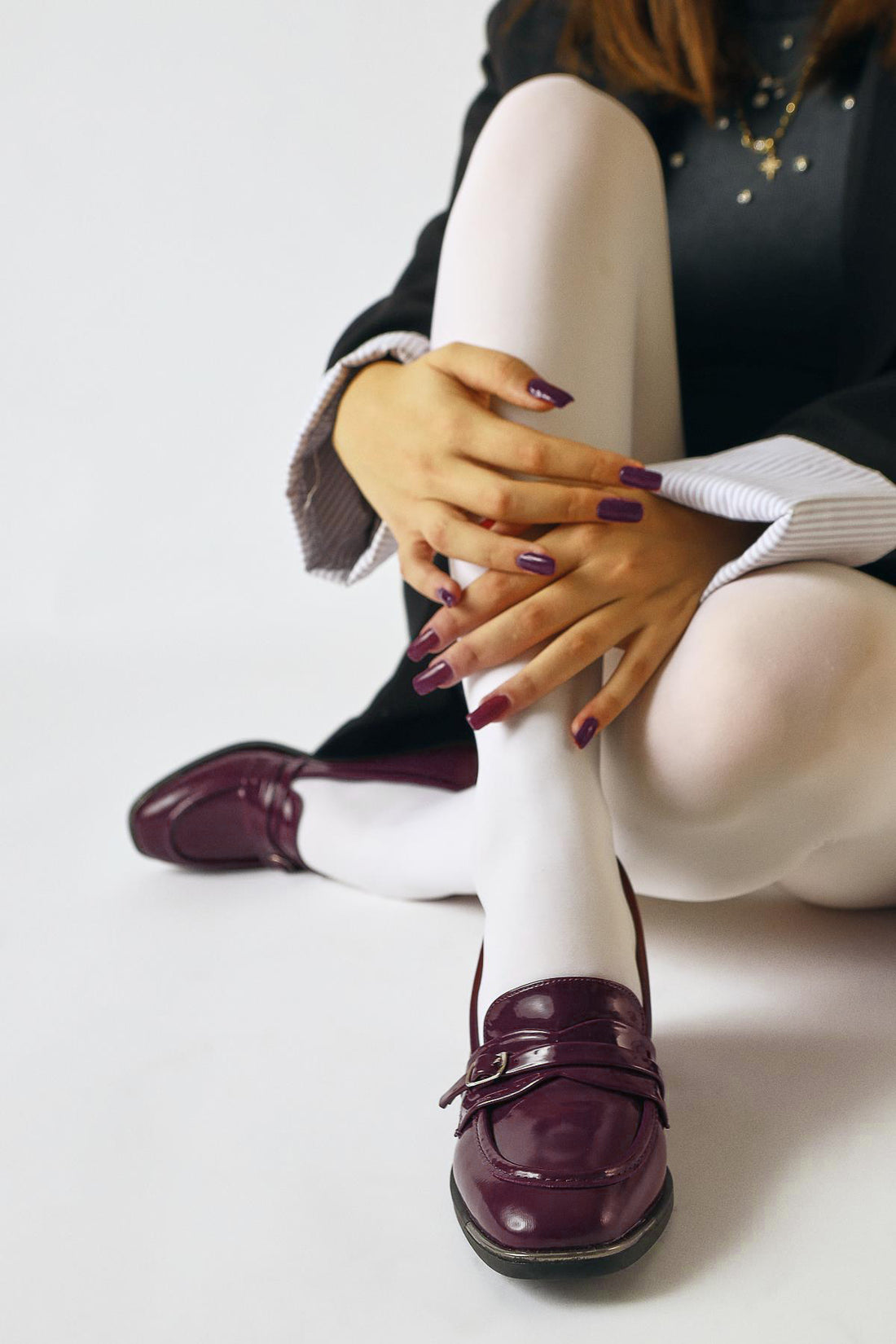 Luba Burgundy Patent Buckle Detailed Women’s Heeled Shoes