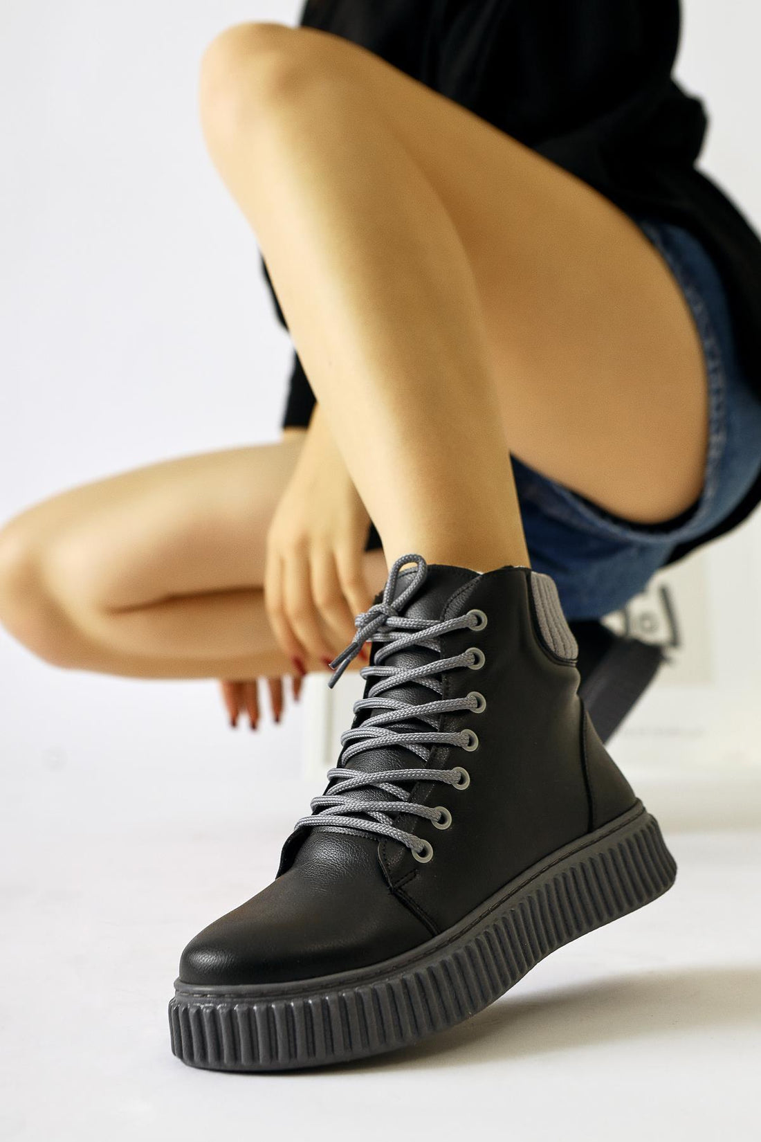 Carmel – Black Lace-Up Sport Boot (Women)
