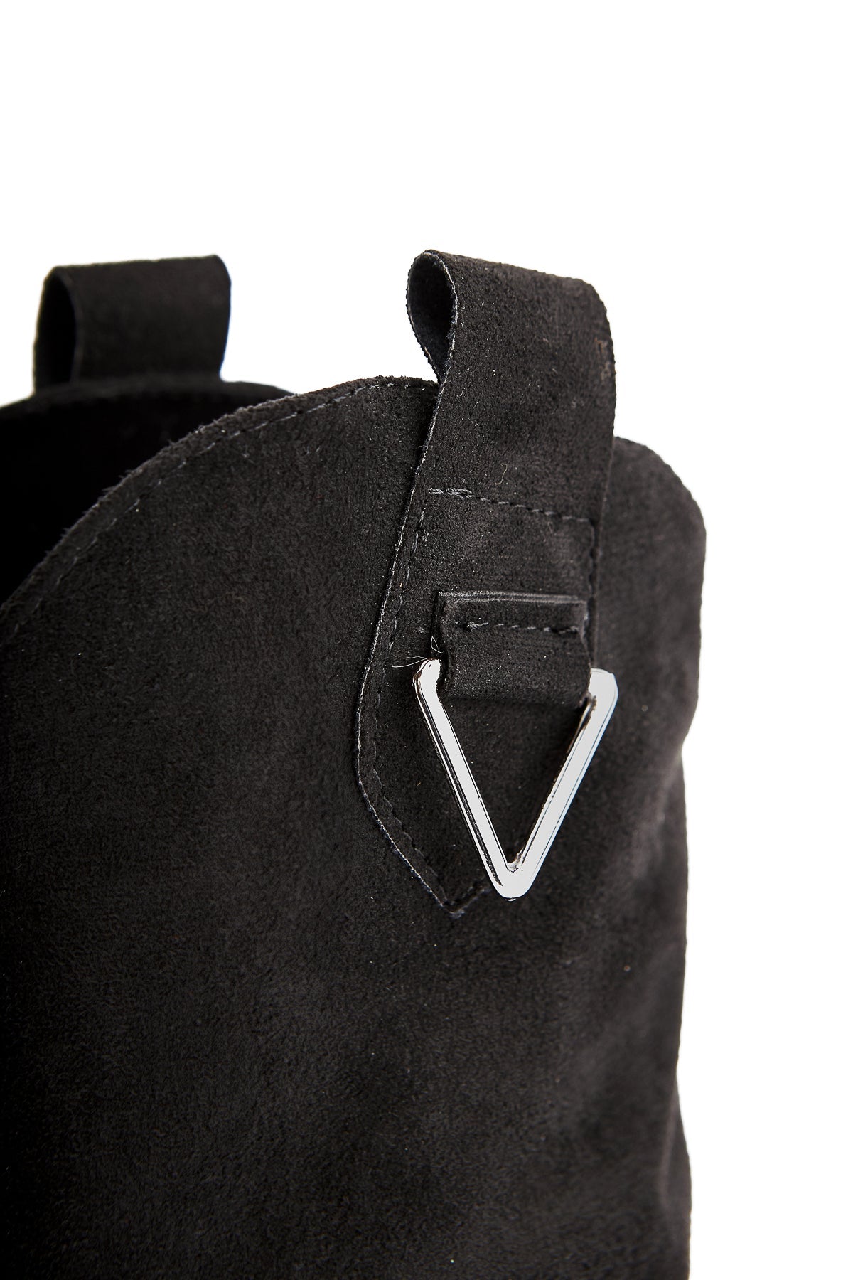 Peggy – Black Suede Heeled Western Knee-High Boot (Women)