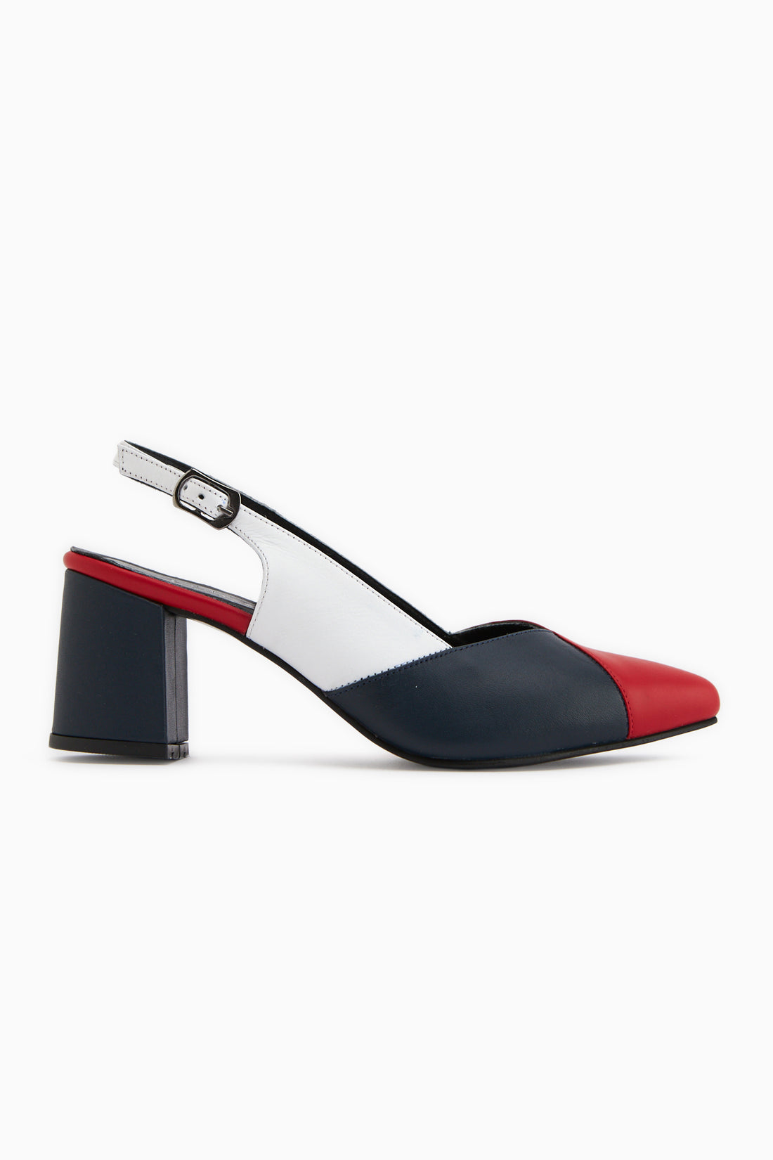 Brenda Genuine Leather Red Navy Women’s Heeled Sandal