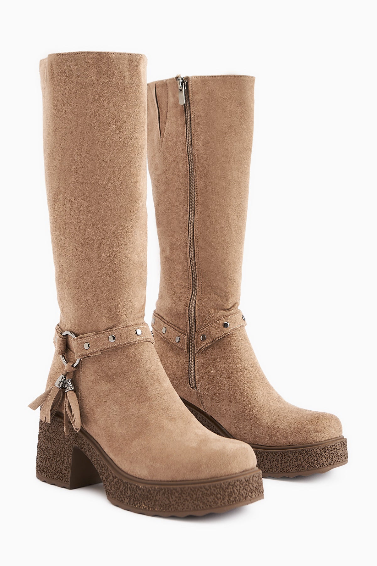 Kenzie Beige Suede Ankle Detailed Women’s Boots