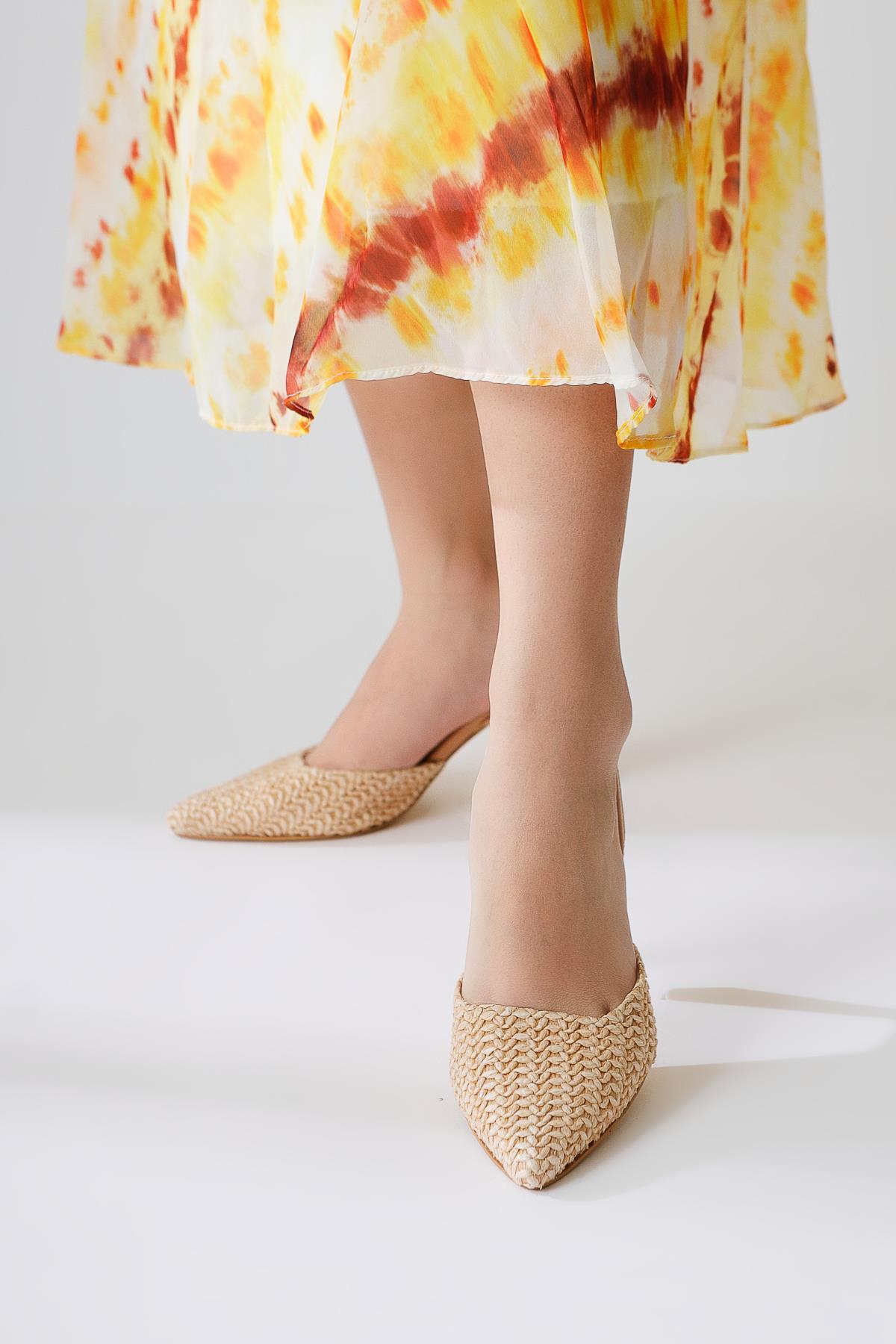 Maddy Nude Woven Detail Pointed-Toe Heeled Sandal