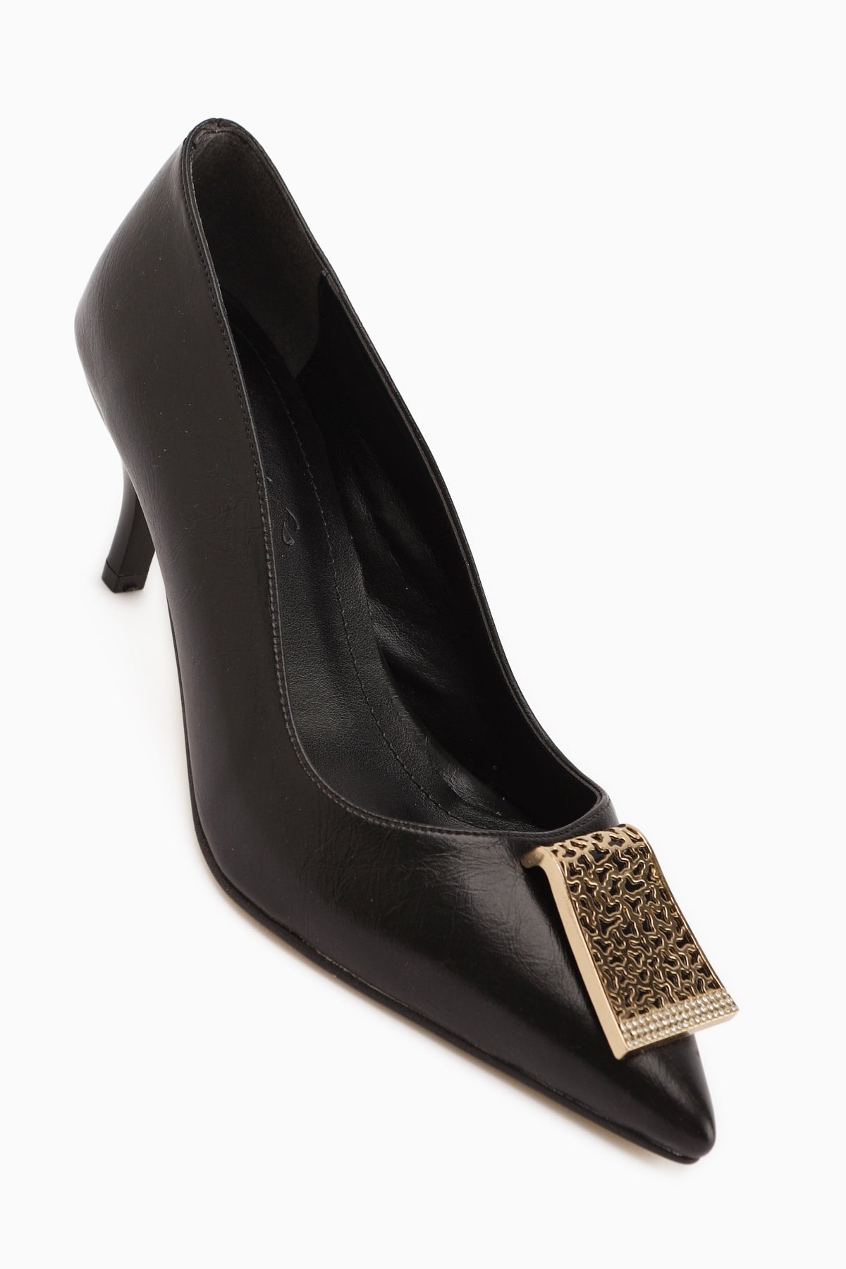 Lian – Black Buckle-Detail Slim-Heel Women's Heeled Shoe (Women)