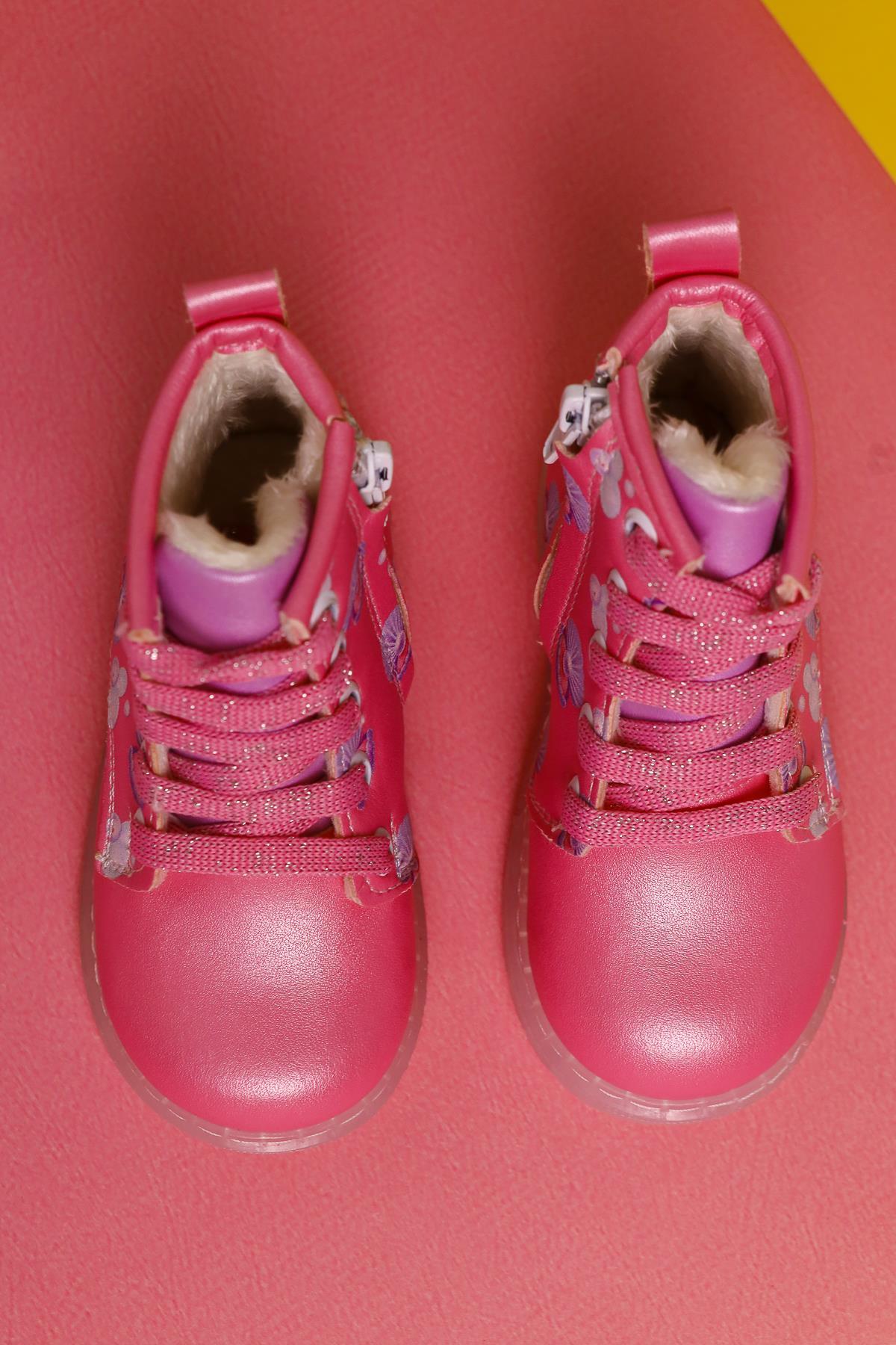 Gianna Pink Sea Creature Print Lace-Up Light-Up Baby Boots