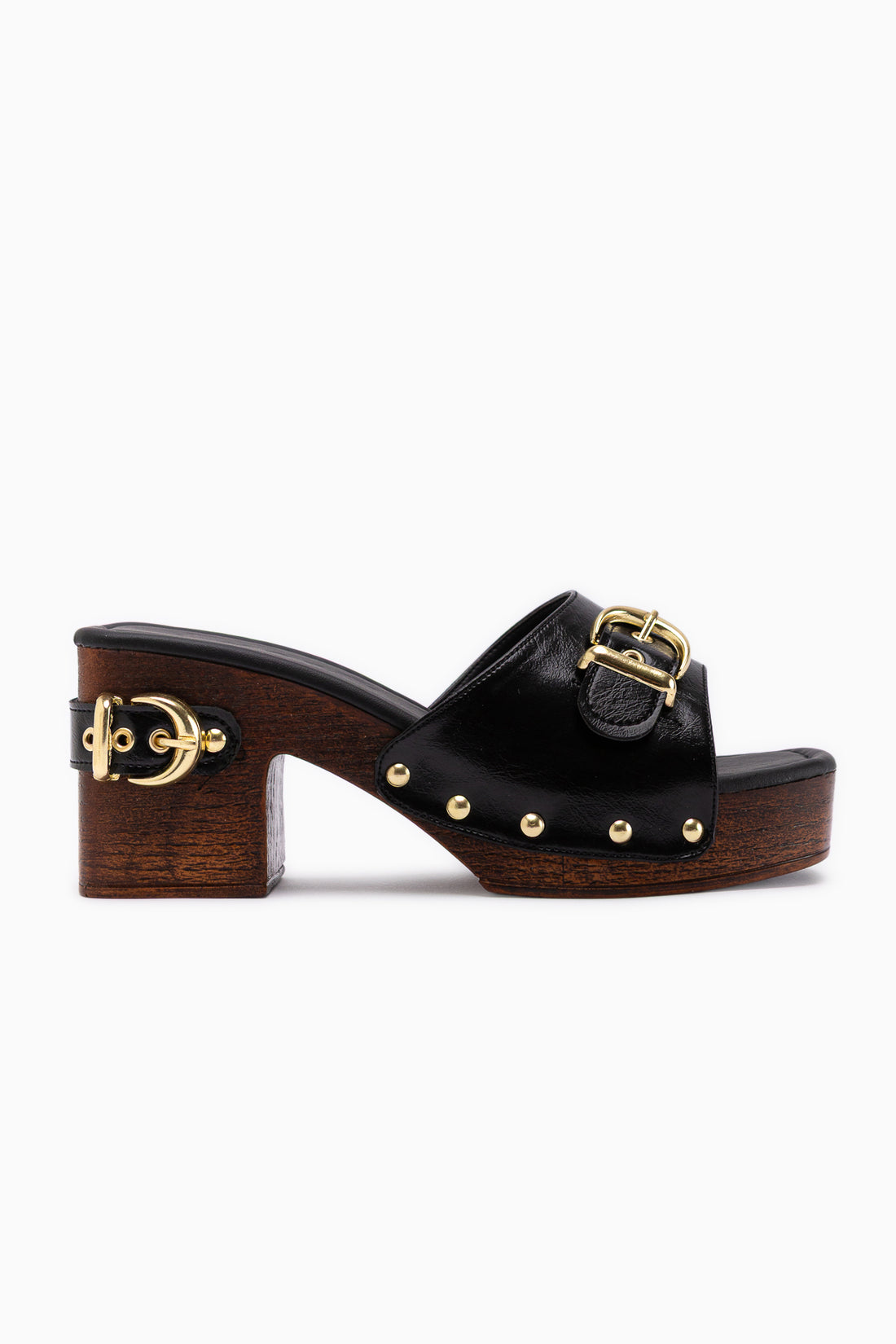 Edita Black Belt Detailed Platform Heeled Women’s Slipper
