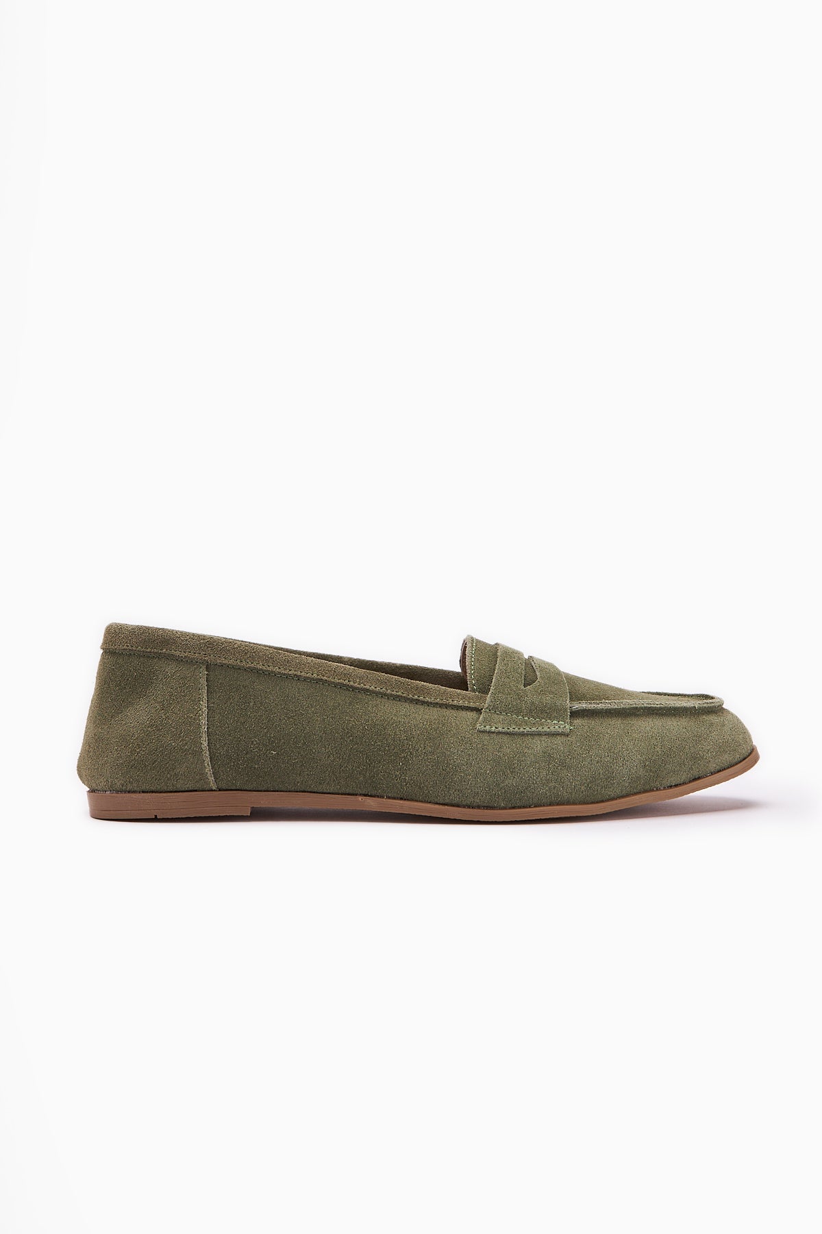 Solina – Genuine Leather Olive Suede Casual Loafer