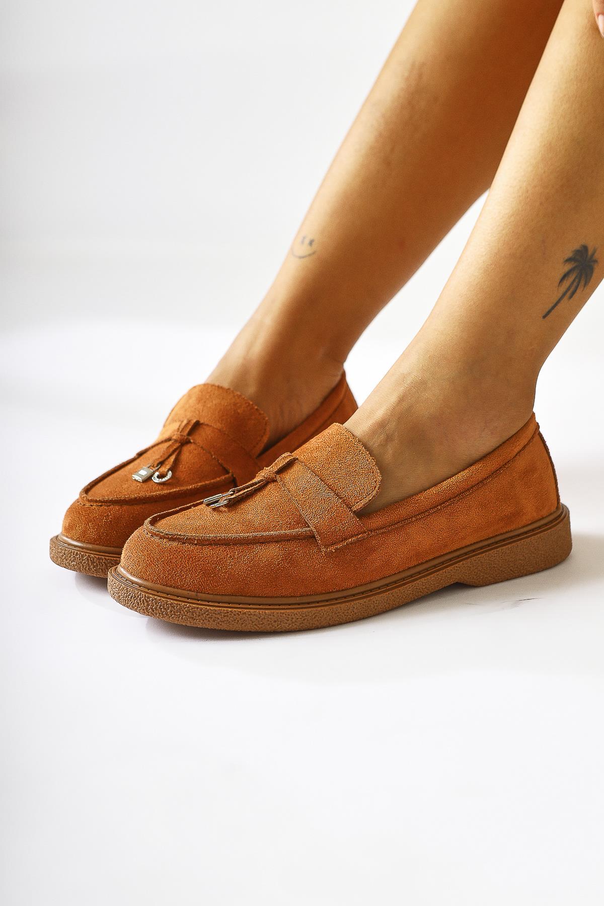 Francina Taba Suede Accessorized Tassel Detail Casual Shoes