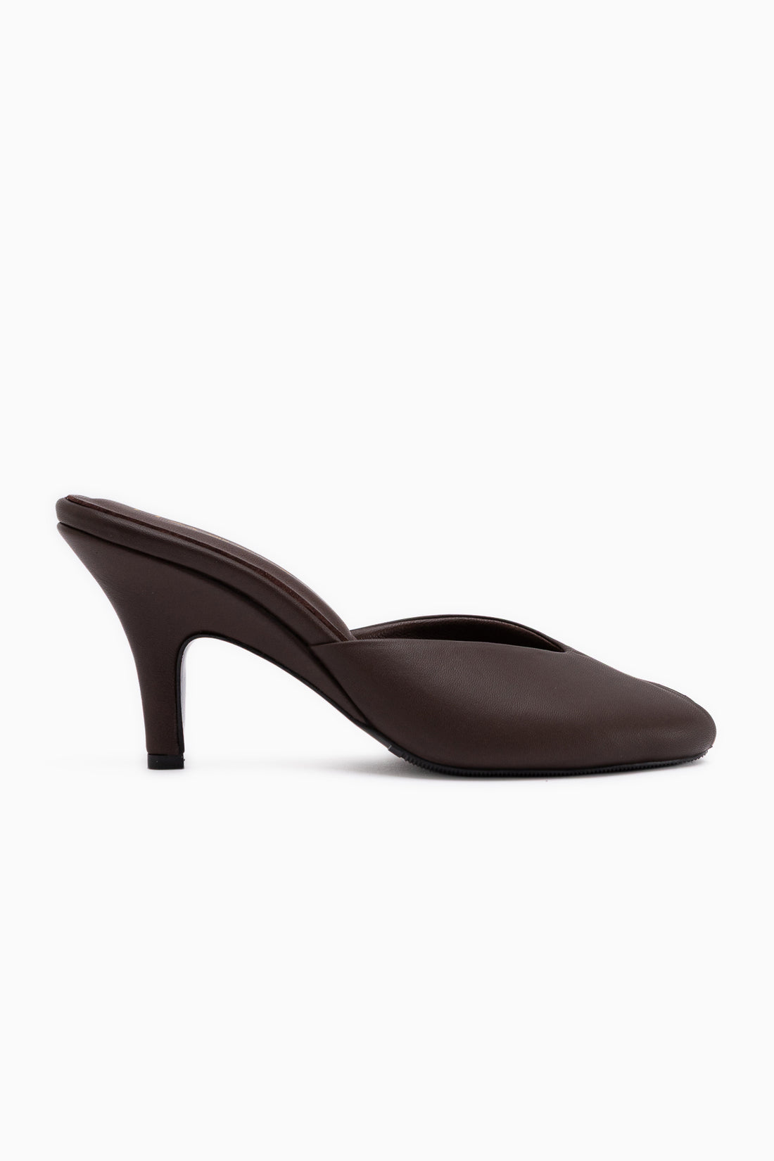Elsy Genuine Leather Brown Closed Toe Women’s Heeled Slippers