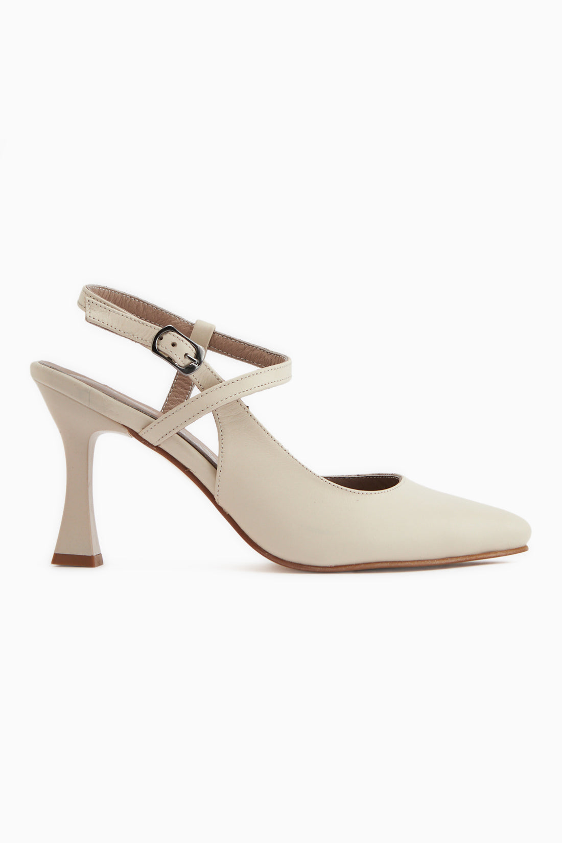 Lulia Genuine Leather Beige Buckled Women’s Heeled Shoes