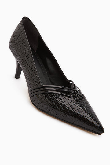 Riyam – Black Croc-Embossed Stiletto (Women)