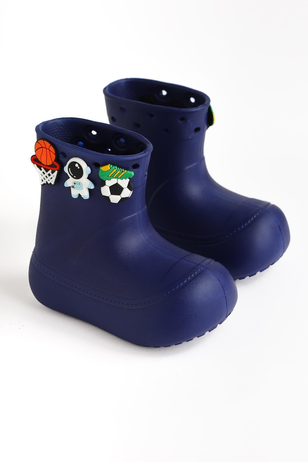 Chris Navy Pin Detail Waterproof Kids Boot