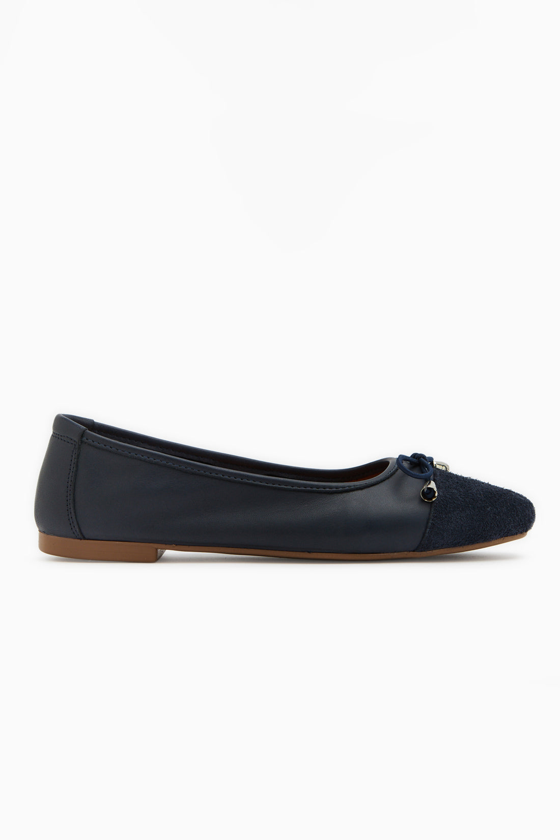 Anjela Genuine Leather Navy Bow Detailed Women’s Ballet Flats