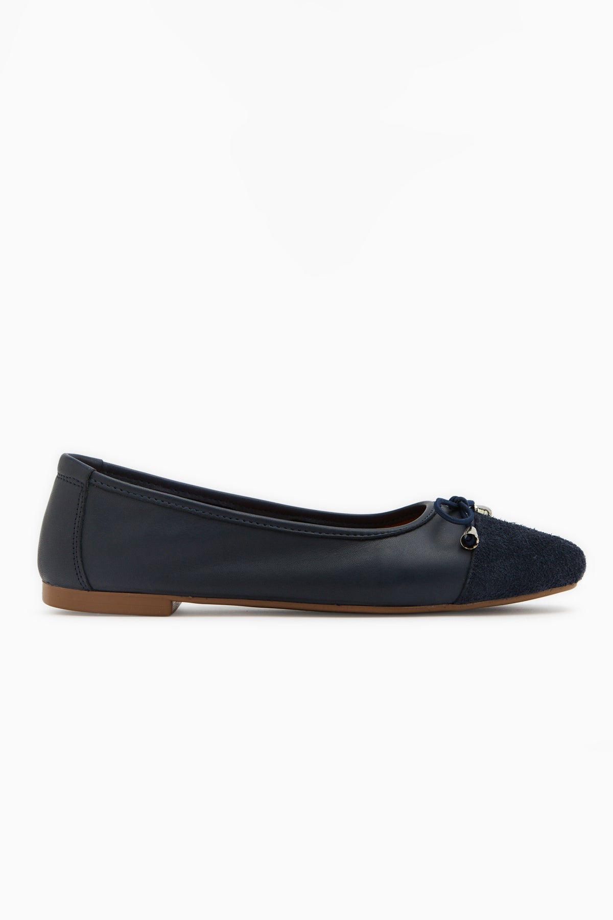 Anjela Genuine Leather Navy Bow Detailed Women’s Ballet Flats