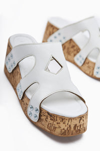 Freya White Slide Sandals with Screw Detail for Women