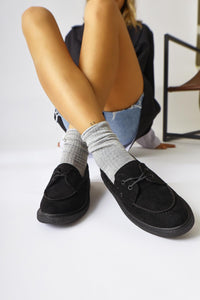 Janin Black Suede Lace-Up Daily Wear Shoes