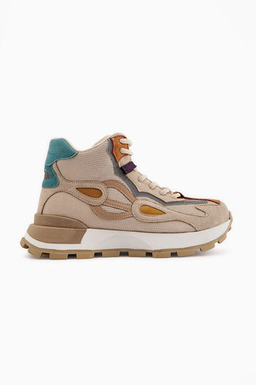 Emma – Nude Suede-Detail Lace-Up Sneaker (Women)